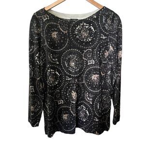 Talbots Woman Sweater Black Brown Design Merino Wool Thin Knit NEW $99 X (12)